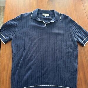 Bugatchi Navy Polo with White Trim